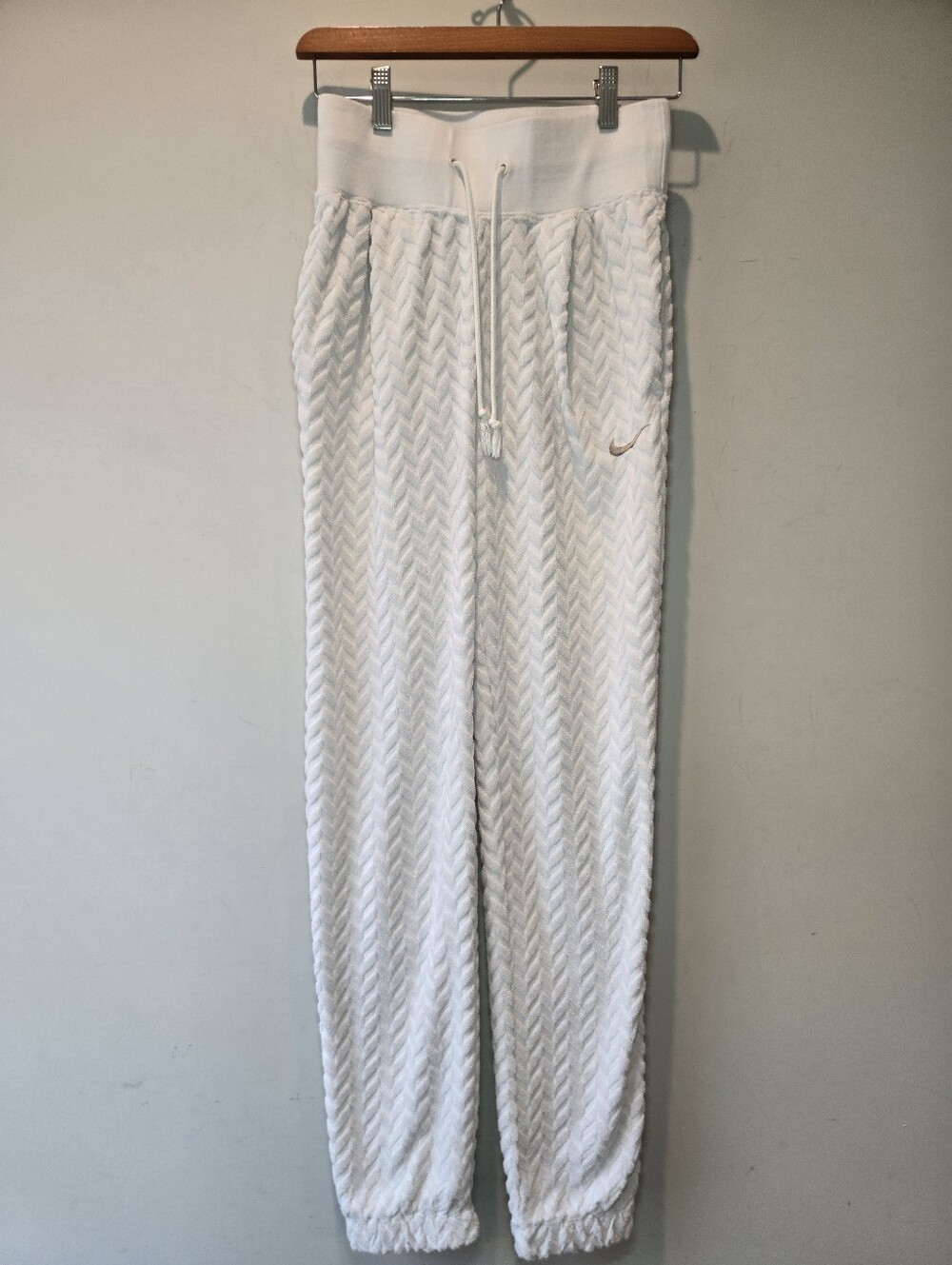 Nike High Rise Joggers Textured Knit Athletic Athleisure White XS Women's